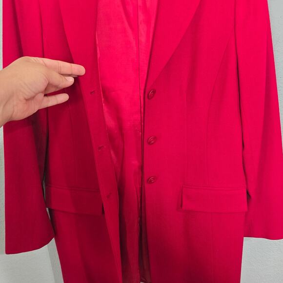NORTON MCNAUGHTON Womens Sz 8 Red Vintage Button Blazer 100% Pure New Wool Lined - Picture 5 of 9